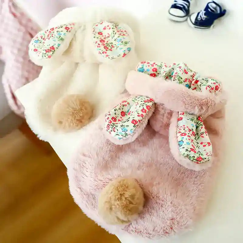 Cappotto Cani Bunny Pile Cappuccio Orecchie Coniglio by Dog Moda