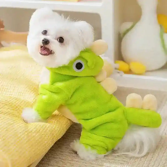 Tutina DINO Dinosauro Cani - Cappuccio Cresta Verde Codina by Dog Moda