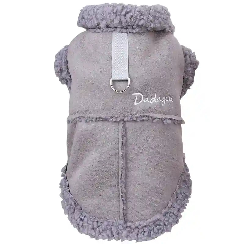 Cappotto Pile Scamosciato Cani - Dadagou con Bottoni by Dog Moda