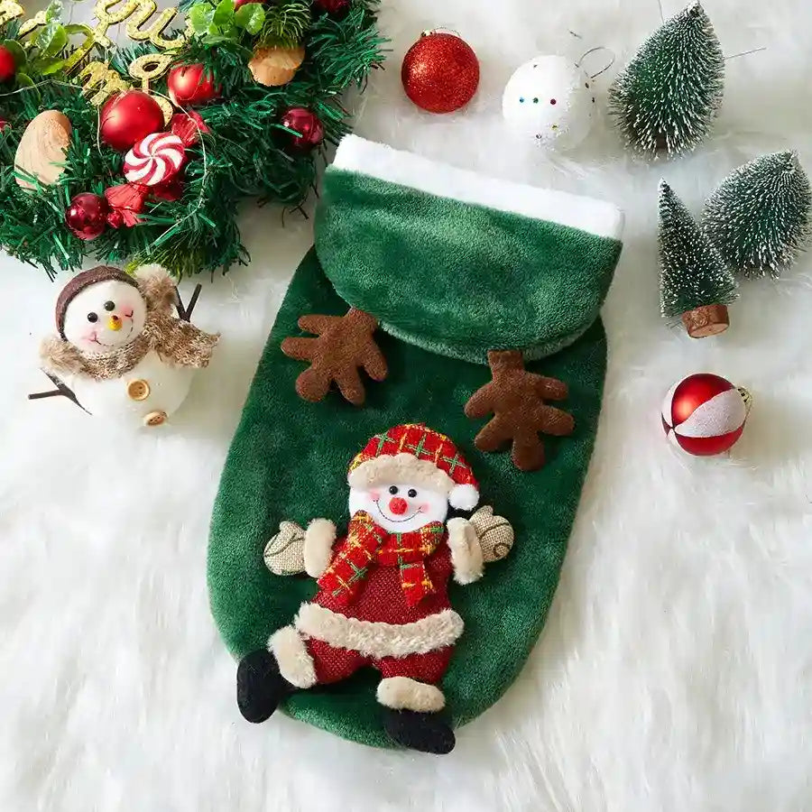 Cappotto Natale Cani Gatti - Cappuccio Stampa 3D Rosso by Dog Moda