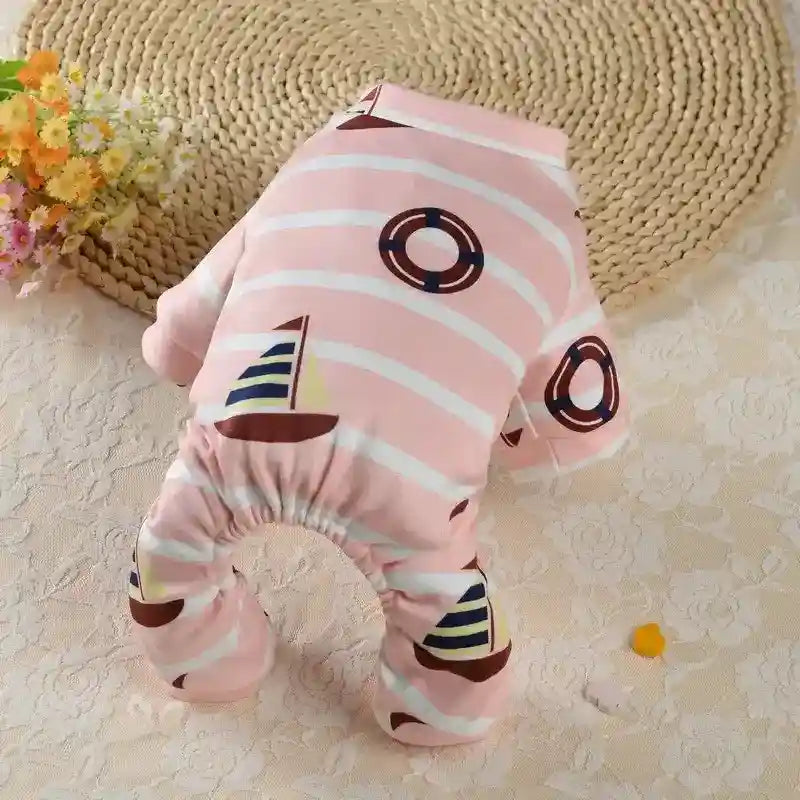 Vestito per cani elasticizzato "Santander" con barchette e salvagente by Dog Moda