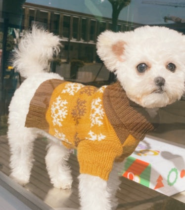 Maglione per cani "Layla" con motivo foglia e colletto | DogModa