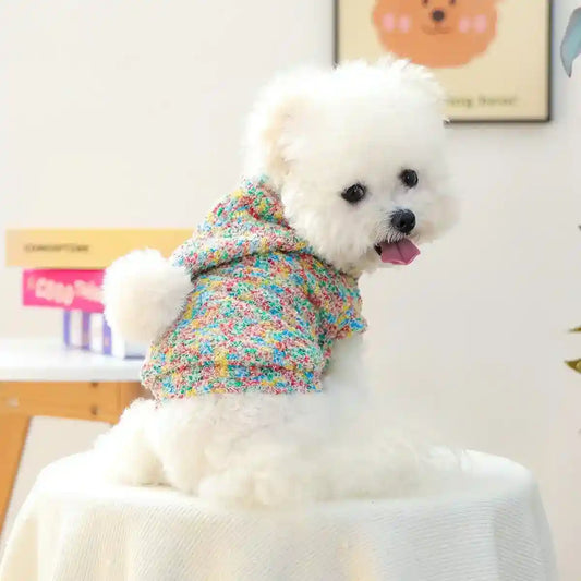 Felpa Cappuccio Cani Gatti - Multicolor con Ponpon by Dog Moda