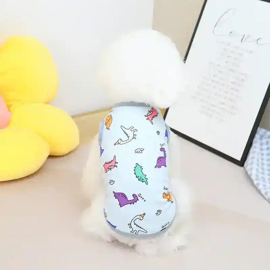 Maglia per Cani “DinoStyle” – Dinosauri Colorati e Tessuto Morbido by Dog Moda