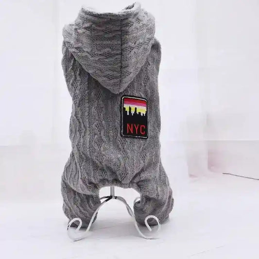 Tutina NYC Cani 4 Zampe - Cappuccio e Pile Caldo by Dog Moda