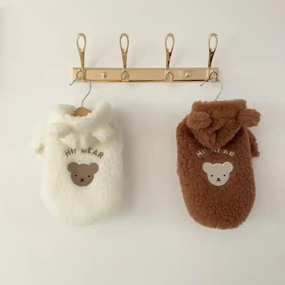 Cappottino per Cani "Hi Bear!" in Pile Morbido con Cappuccio e Orecchie by Dog Moda