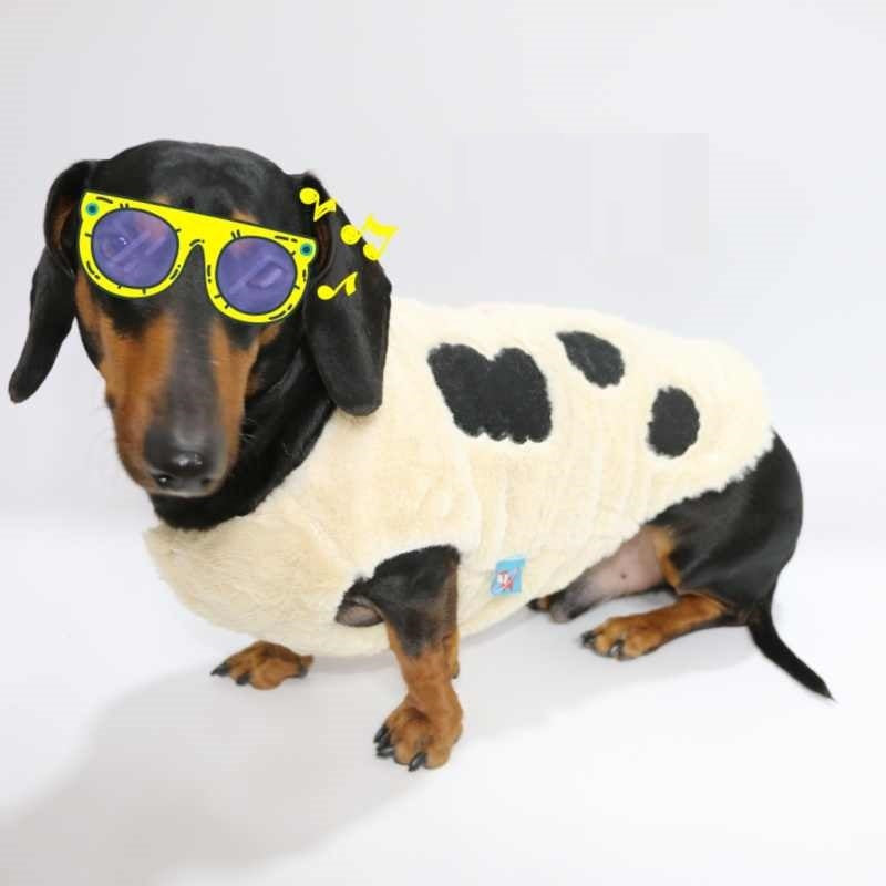 Gilet in pile maculato per cani piccoli – Modello Mucca