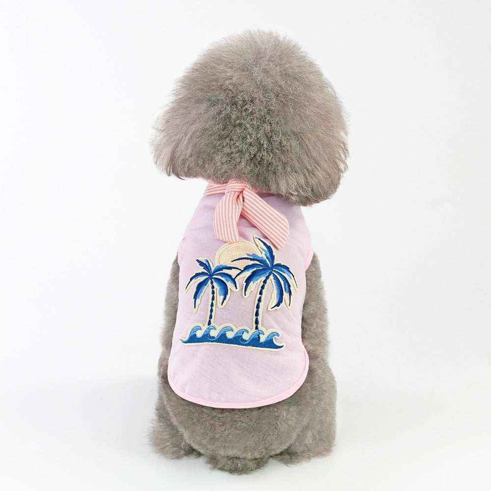 Maglietta per Cani cotone "Honolulu" con Stampa Palme e Foulard by Dog Moda