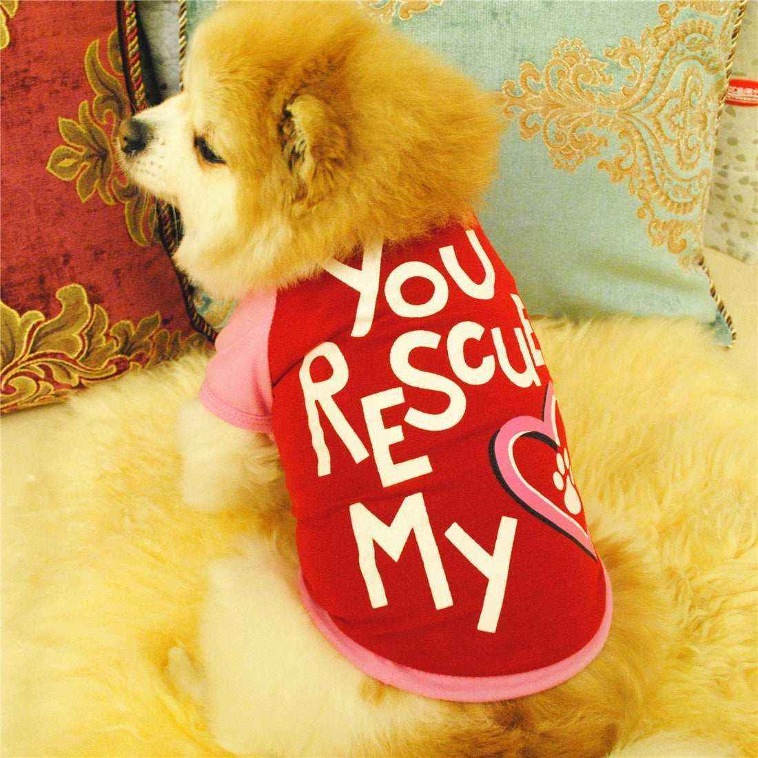 Maglietta per cani "You Rescued My Heart" – Stile e comfort per il tuo fedele amico by Dog Moda