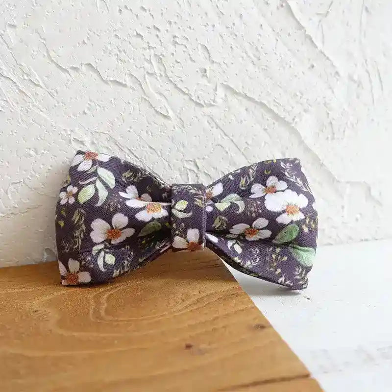 Set Guinzaglio e Collare con Papillon in Morbido Tessuto Denim – Modello Sunnyflower - Dog Moda