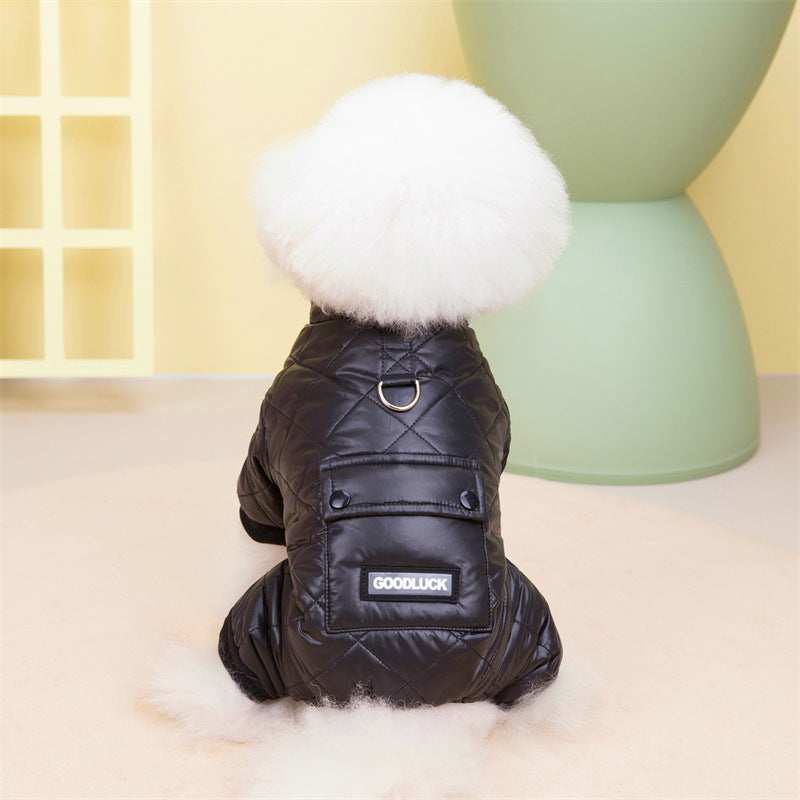 "Good Luck" Poodle Down Jacket, Warm and Waterproof, Perfect for Snow
