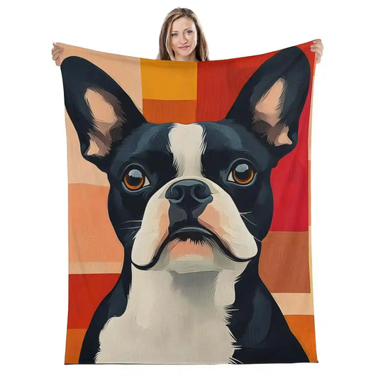Coperta Boston Terrier - Disegno Faccia Cani Divertente by null