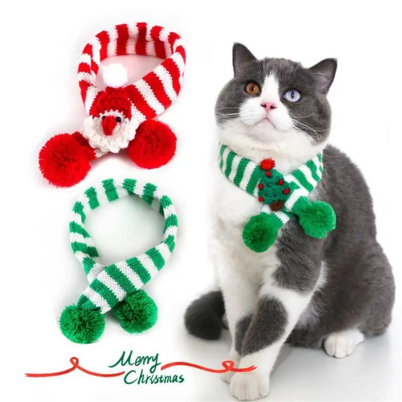 Christmas Knitted Scarf for Dogs and Cats - Adjustable and Soft for Winter