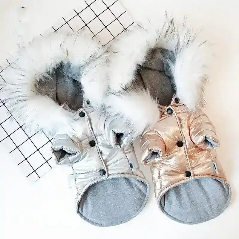 Piumino per cani con cappuccio ecopelliccia "Neve" – Protezione e Stile per l'Inverno by Dog Moda