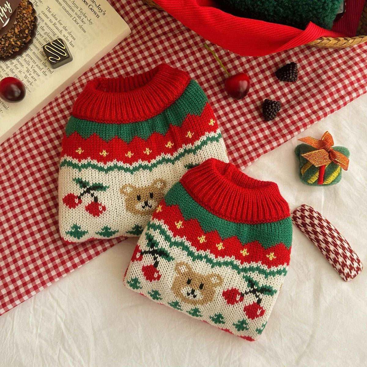 Maglioncino Rosso Orsetti Festivi - Speciale Natale - Dog Moda