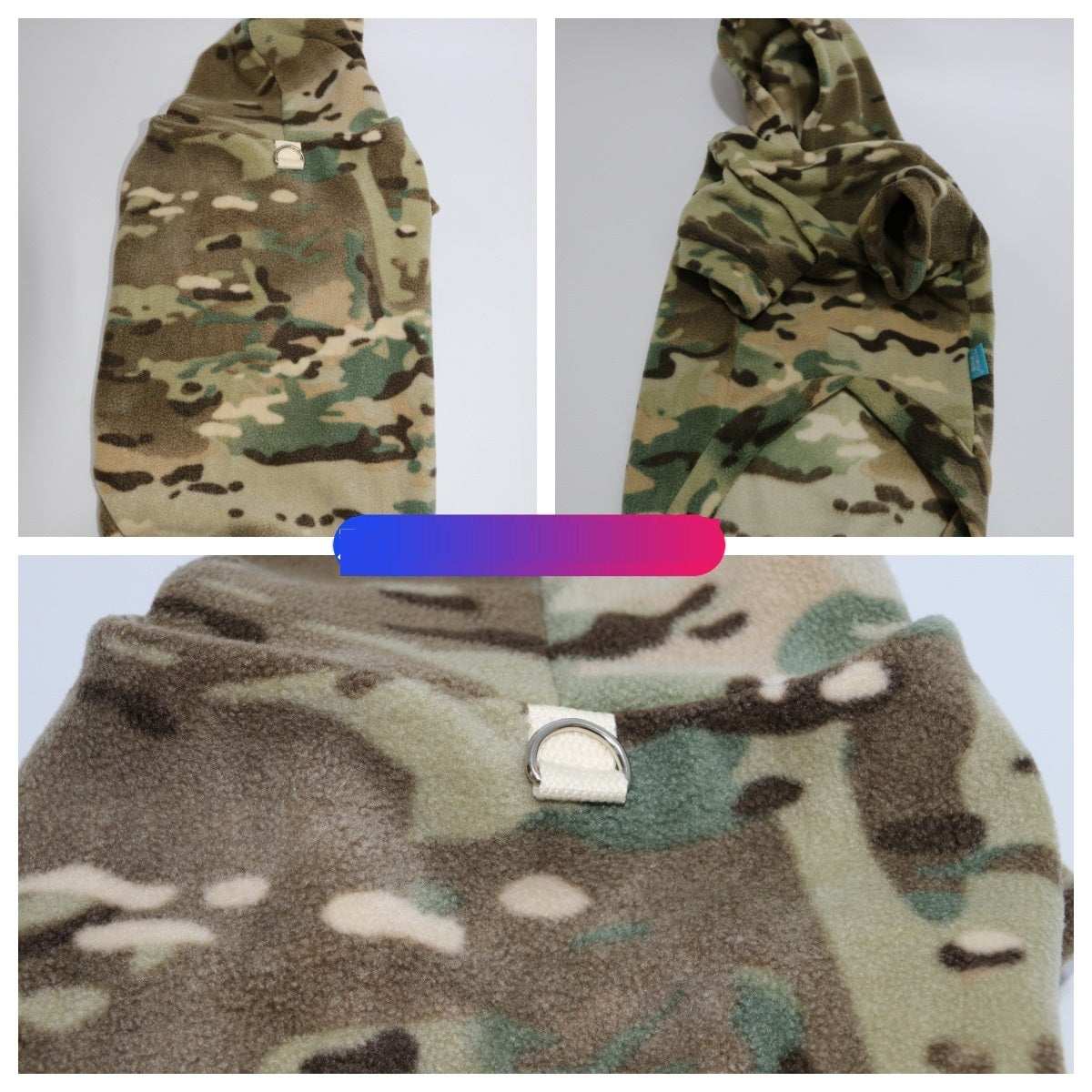 Dachshund Fleece Hoodie with Padded Camo Design