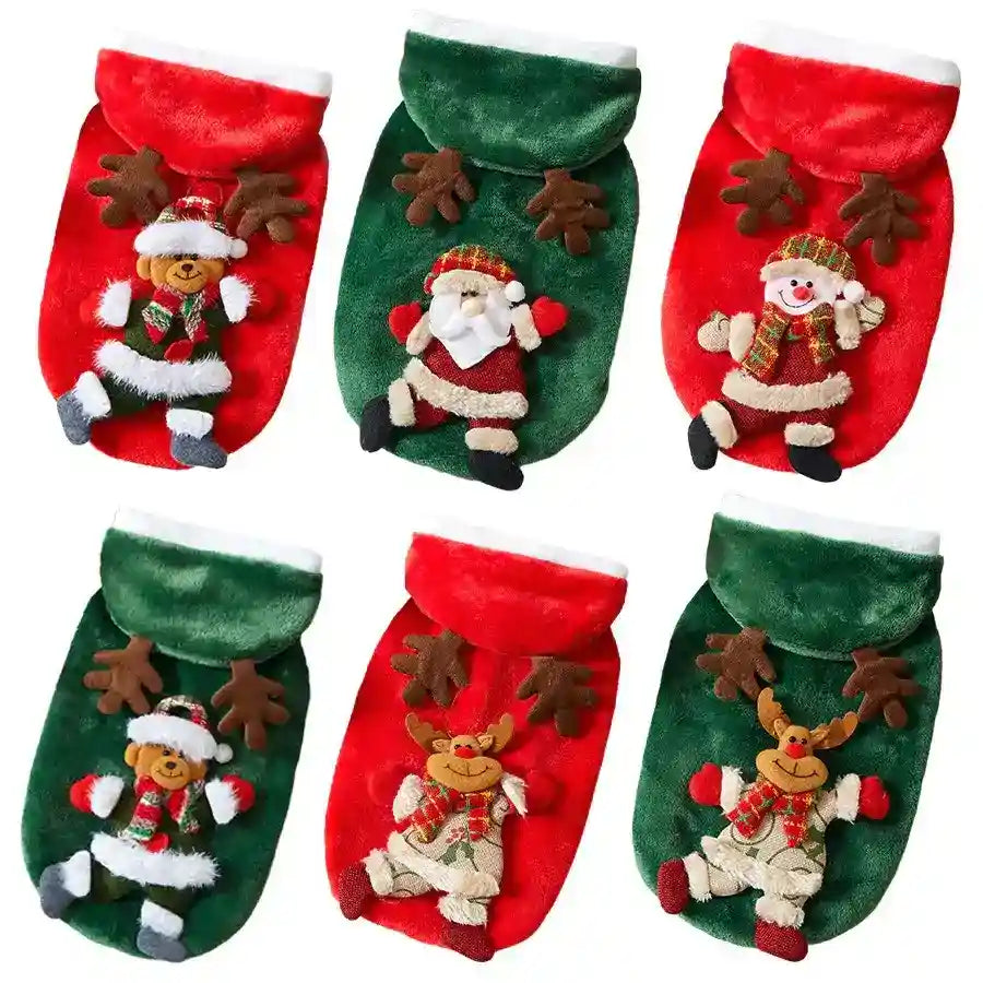 Cappotto Natale Cani Gatti - Cappuccio Stampa 3D Rosso by Dog Moda
