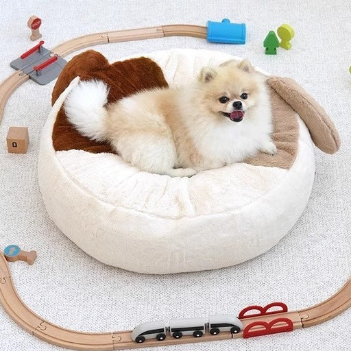 Cuccia Tonda per Cani "Toby" con Design a Musetto e Fondo Antiscivolo