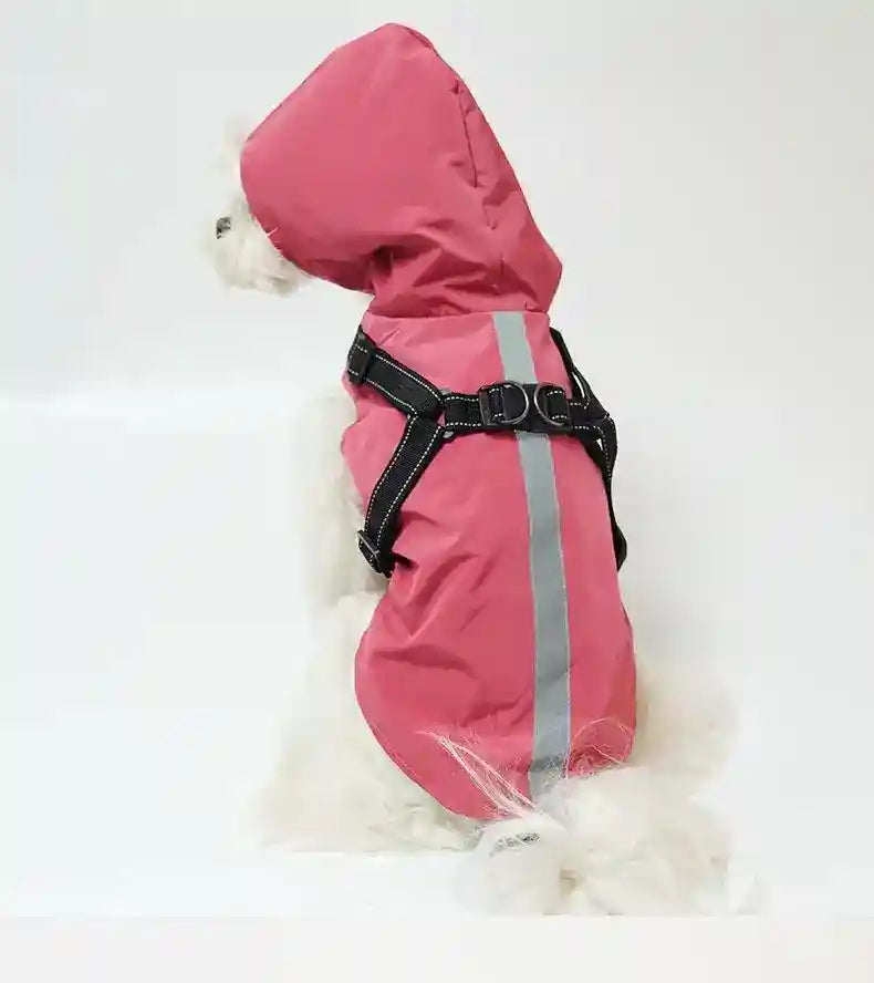 Impermeabile per Cani Modello "Cloudy" con Pettorina Integrata e Chiusura in Velcro - Dog Moda