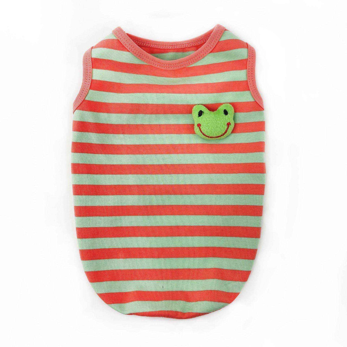 Maglia in cotone per gatti a righe con panda o rana | DogModa by Dog Moda