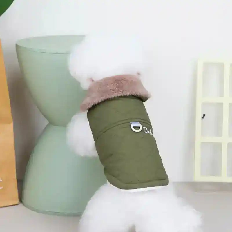Cappotto per Cani Sestriere Dadagou | Colletto in Ecopelliccia e Pettorina by Dog Moda