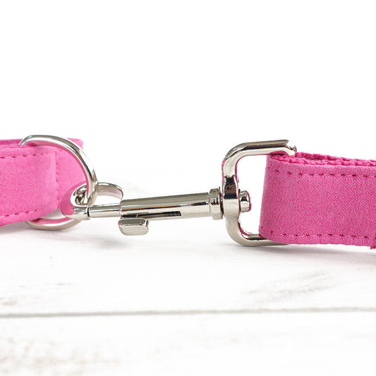 Set Guinzaglio Collare con Papillon Rosa in Poliestere by Dog Moda