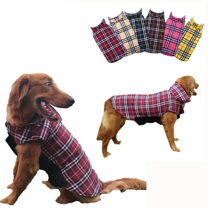 Cappotto per Cani Smanicato per Labrador Golden Retriver - Modello "Tartan" - Dog Moda