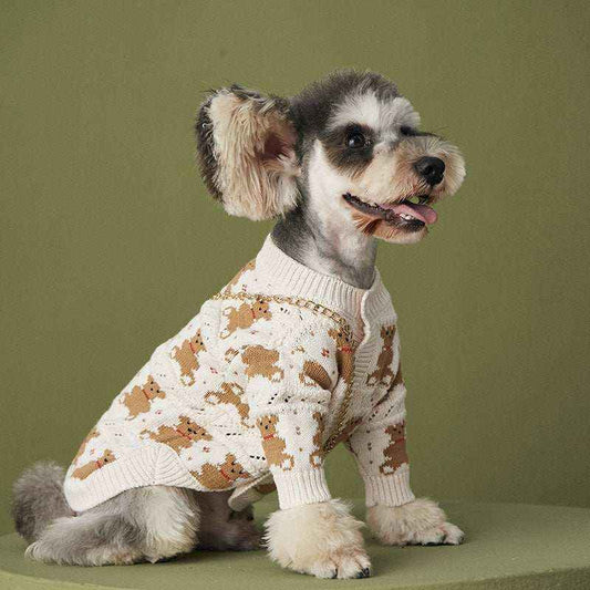 Cardigan per Pomerania Courmayeur | Ricamo Orsetti e Chiusura Elegante by Dog Moda