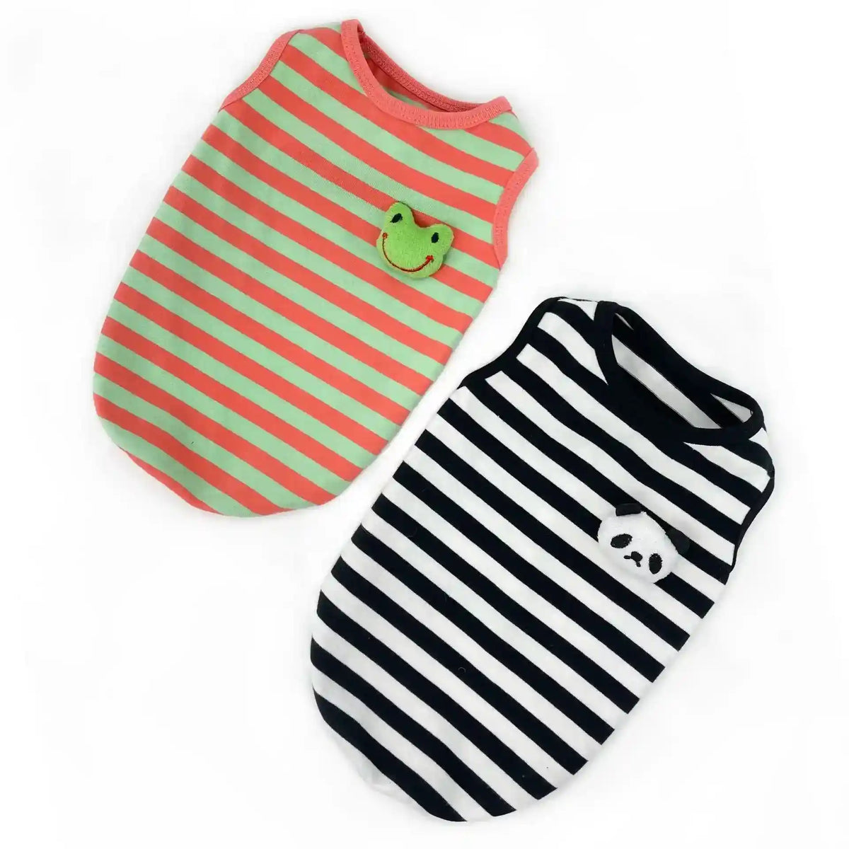 Maglia in cotone per gatti a righe con panda o rana | DogModa by Dog Moda