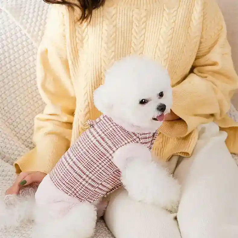 Cappottino in pile per cani Cleo con colletto tartan - foto 3