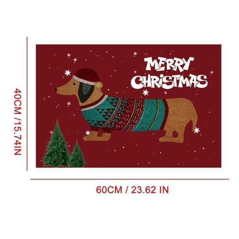 Zerbino Natalizio con Bassotto - "Christmas Dachshund Sausage Dog Doormat" by Dog Moda