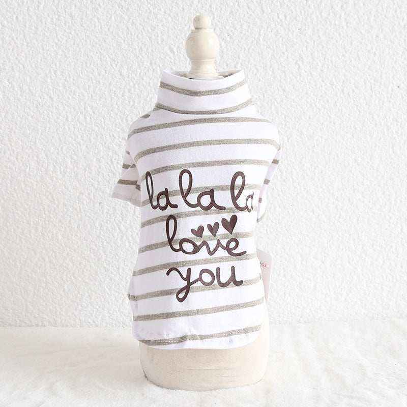 Maglietta per cani: puro cotone bianco con righe colorate "Make me smile" by Dog Moda