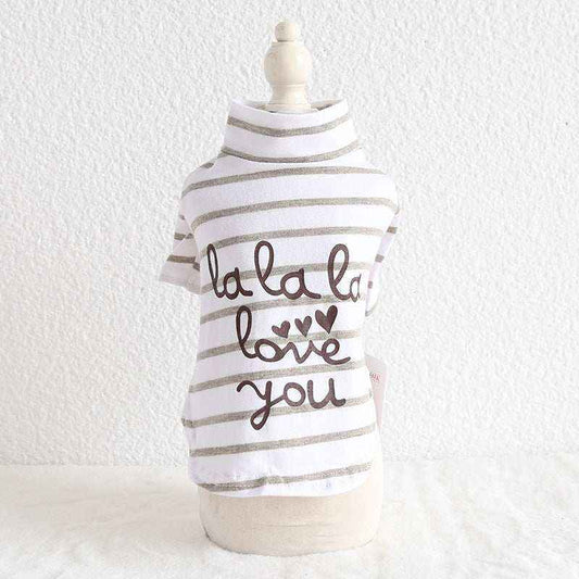 Maglietta per cani: puro cotone bianco con righe colorate "Make me smile" by Dog Moda