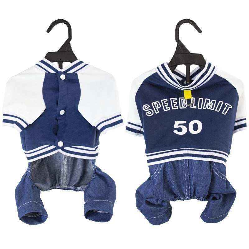 Cappottino per Cani "Speed Limit" – Felpa con Anello Pettorina e Denim by Dog Moda