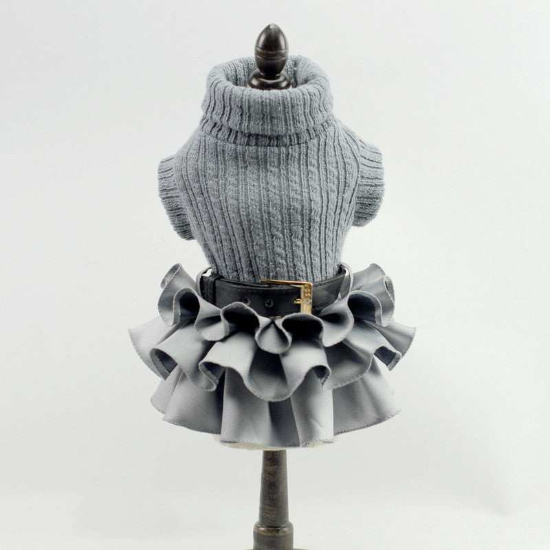 Elegantes Kleid für Pariser Pudelhund | Geflochtenes Hemd und Satinrock