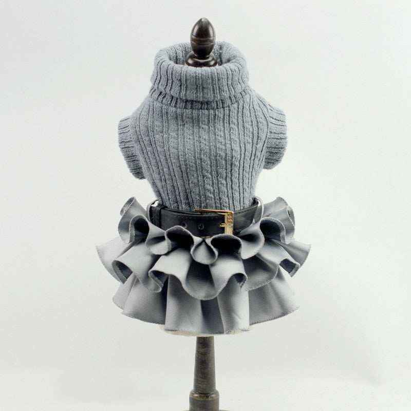 Vestito Elegante per Cane Barboncino Paris | Maglia Intrecciata e Gonna in Raso by Dog Moda