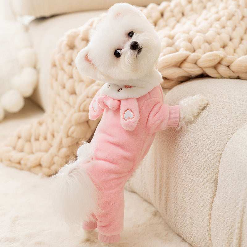 Pink Bunny Fleece Pajamas Dog Onesie
