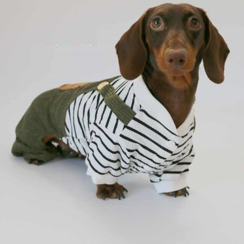 Striped Dachshund Jumpsuit with Suspenders – Casual Fashion