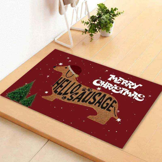 Zerbino Natalizio con Bassotto - "Christmas Dachshund Sausage Dog Doormat" by Dog Moda