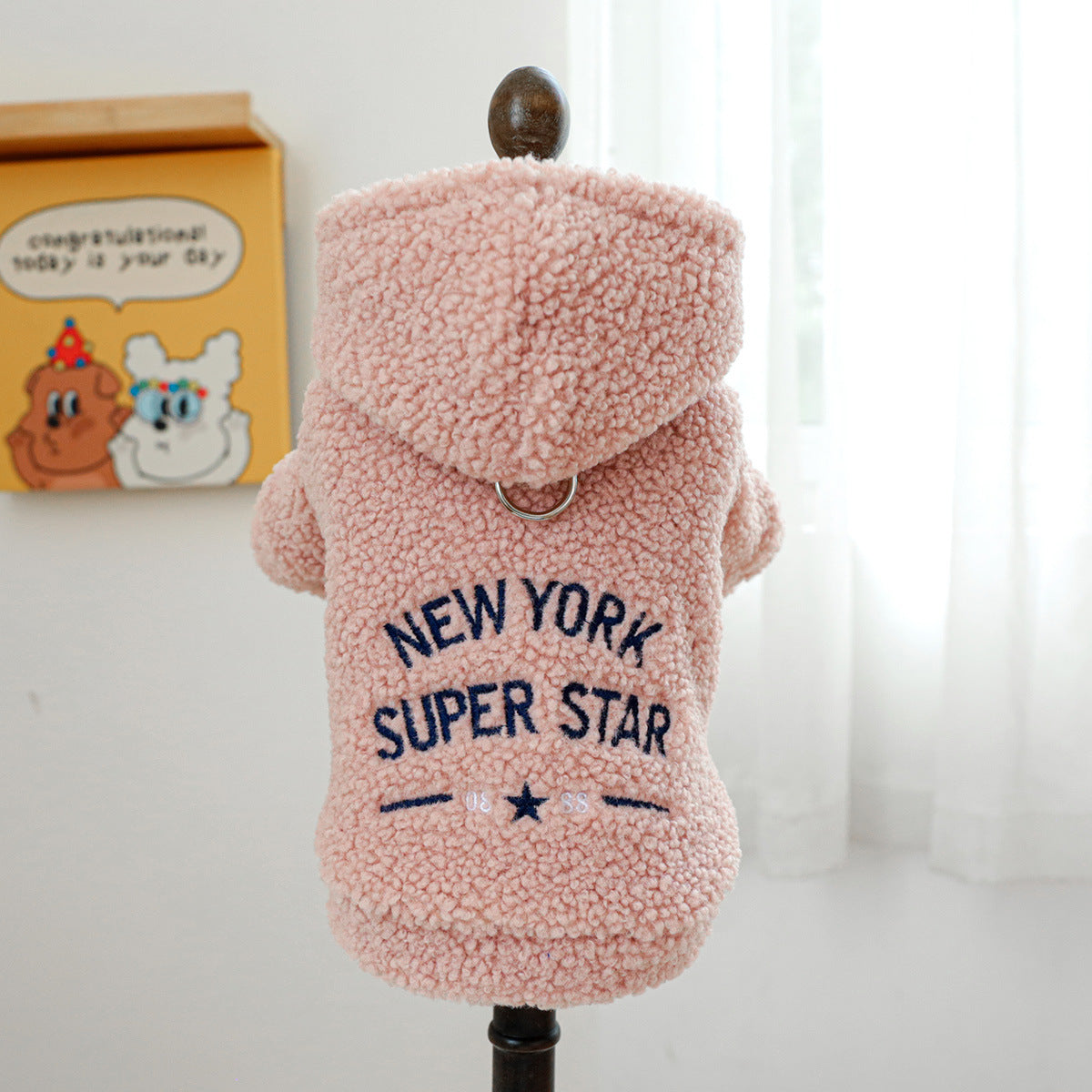 Cappottino Cane New York Super Star Peluche Pon Pon by Dog Moda