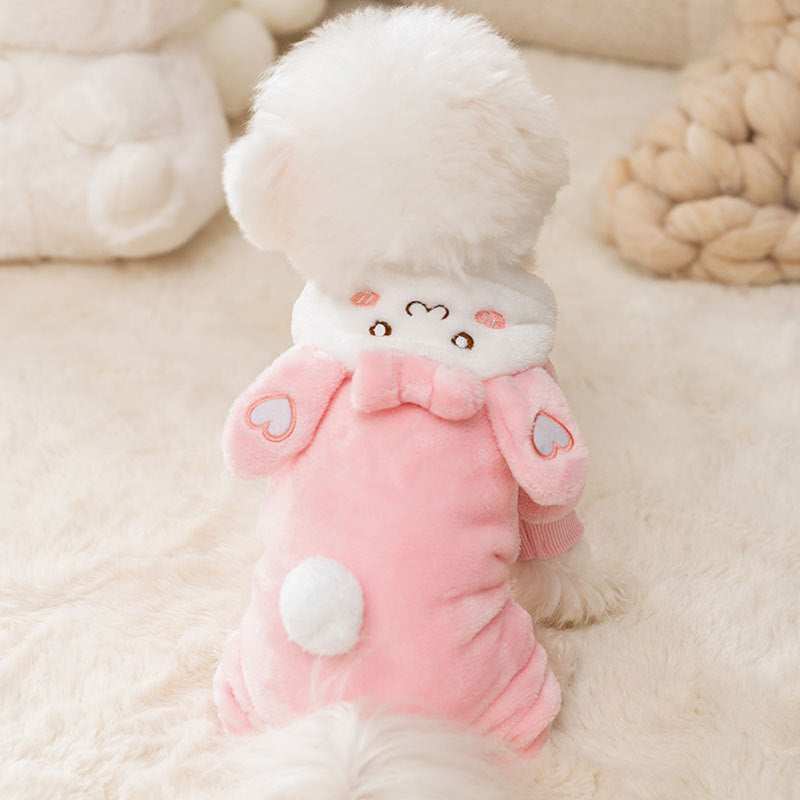 Pink Bunny Fleece Pajamas Dog Onesie