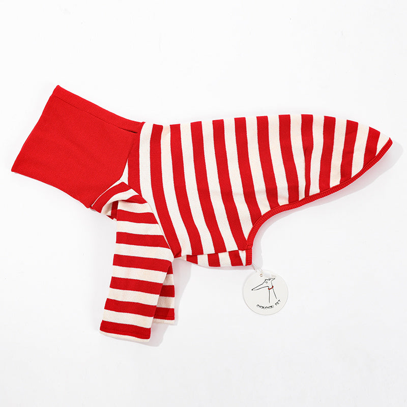 Maglia per Levrieri "Chouchou Pet" a Righe con Collo Alto Ripiegabile