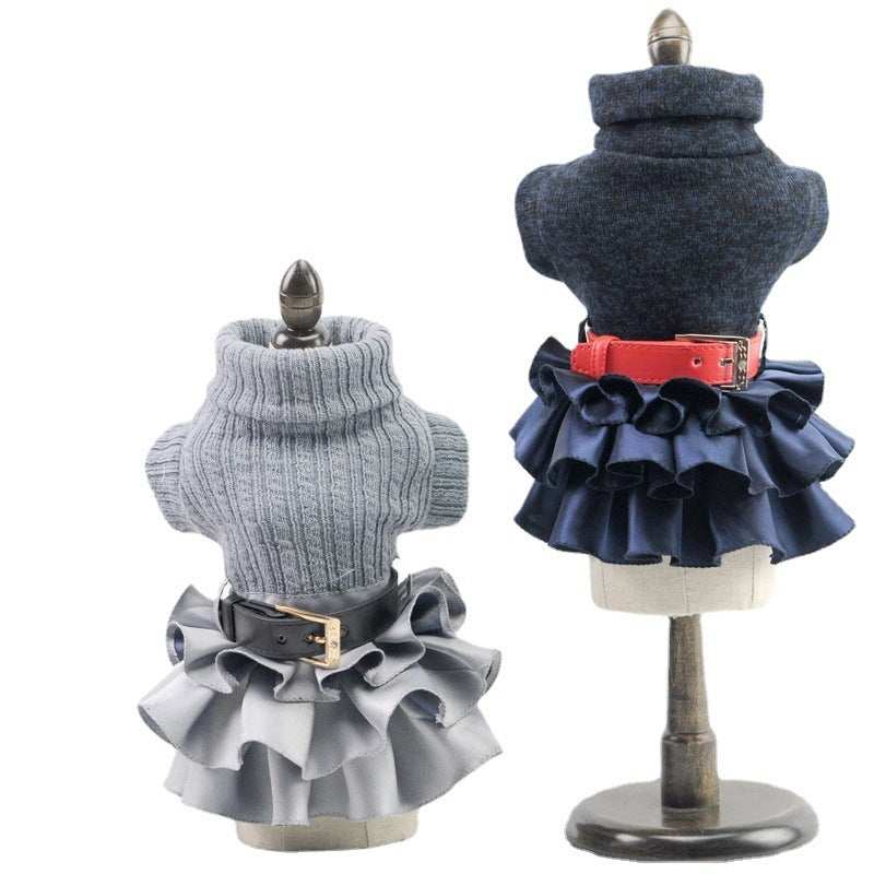 Elegantes Kleid für Pariser Pudelhund | Geflochtenes Hemd und Satinrock