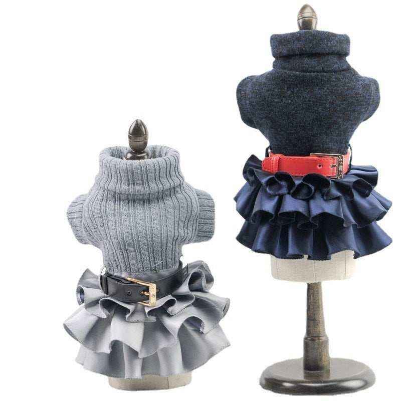 Vestito Elegante per Cane Barboncino Paris | Maglia Intrecciata e Gonna in Raso by Dog Moda