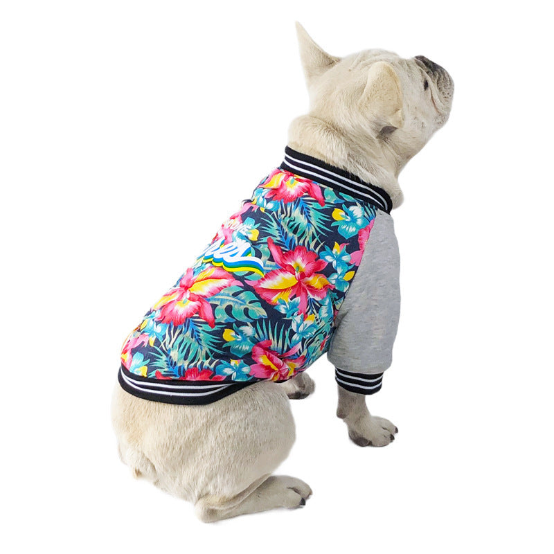 Dog Sweatshirt with Floral Print and "No One Cares" Writing