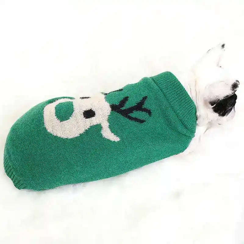 Maglione per Cani con Renna Felice - Rosso o Verde by Dog Moda