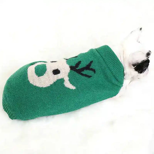Maglione per Cani con Renna Felice - Rosso o Verde by Dog Moda