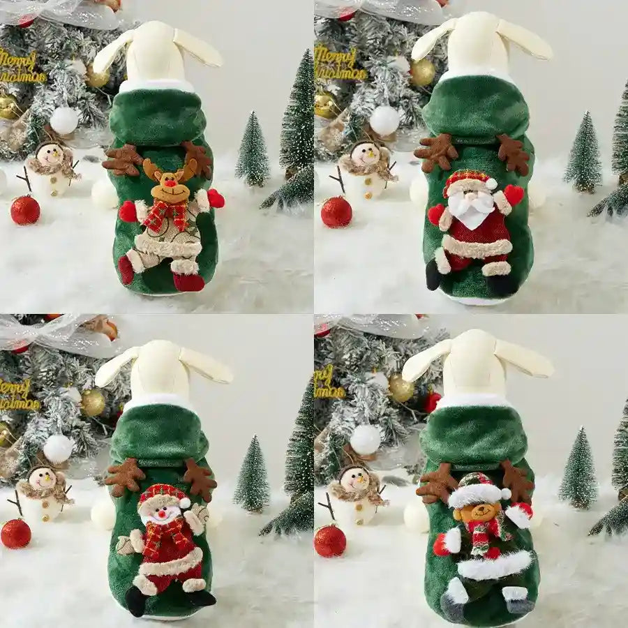 Cappotto Natale Cani Gatti - Cappuccio Stampa 3D Rosso by Dog Moda