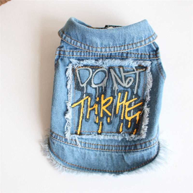 „Do No Thrive“ Hundeweste mit Graffiti-Print in Jeans