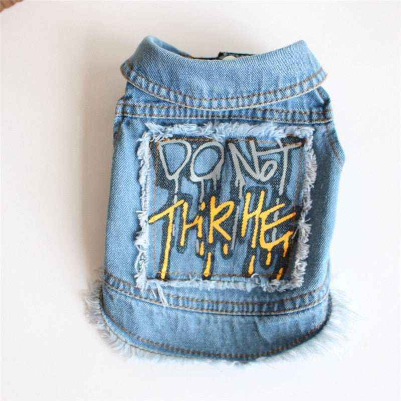 Smanicato cani in jeans con stampa graffiti "Do No Thrive" by Innopet